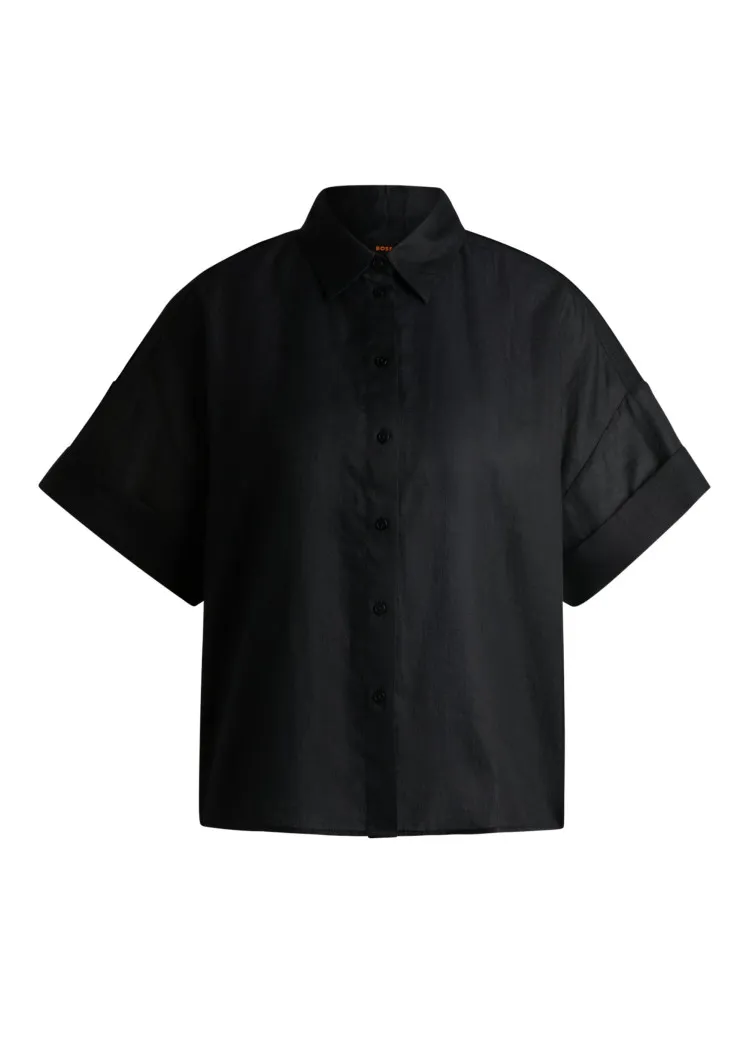 Блуза с коротким рукавом Relaxed Fit для женщин (479791), цвет Черный - №1