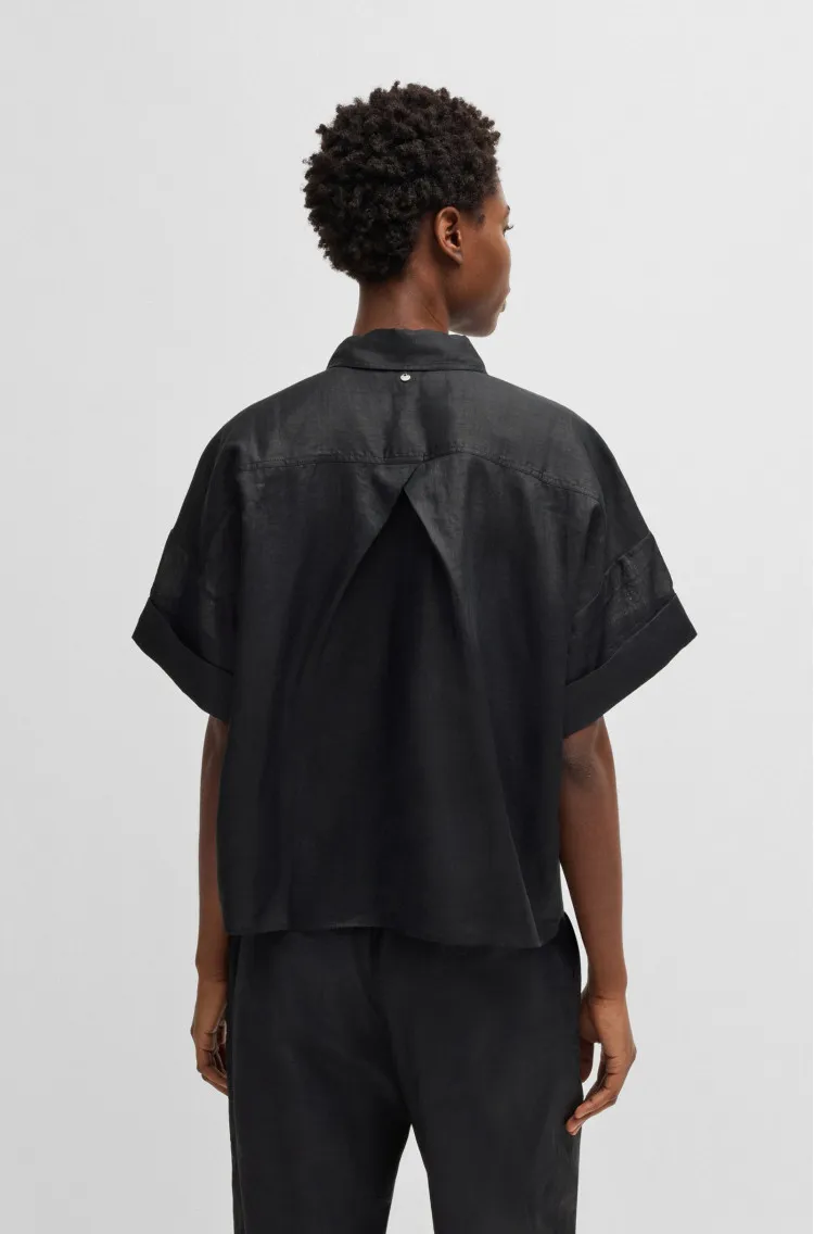 Блуза с коротким рукавом Relaxed Fit для женщин (479791), цвет Черный - №4
