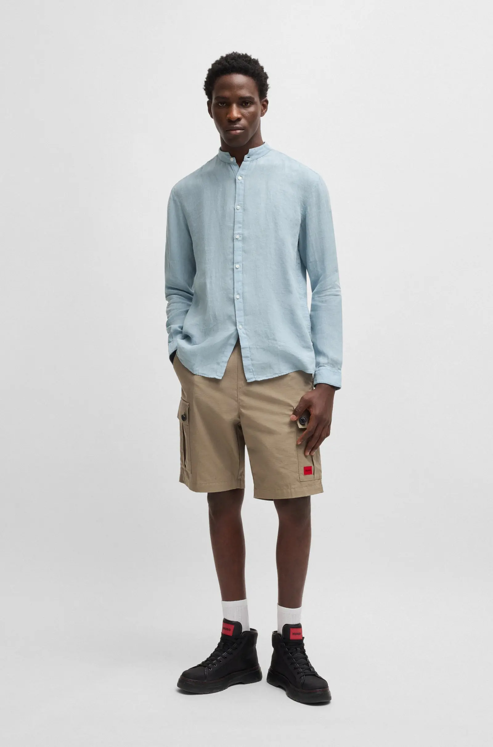 Сорочка повседневная Slim Fit для мужчин (479864), цвет Синий - №3