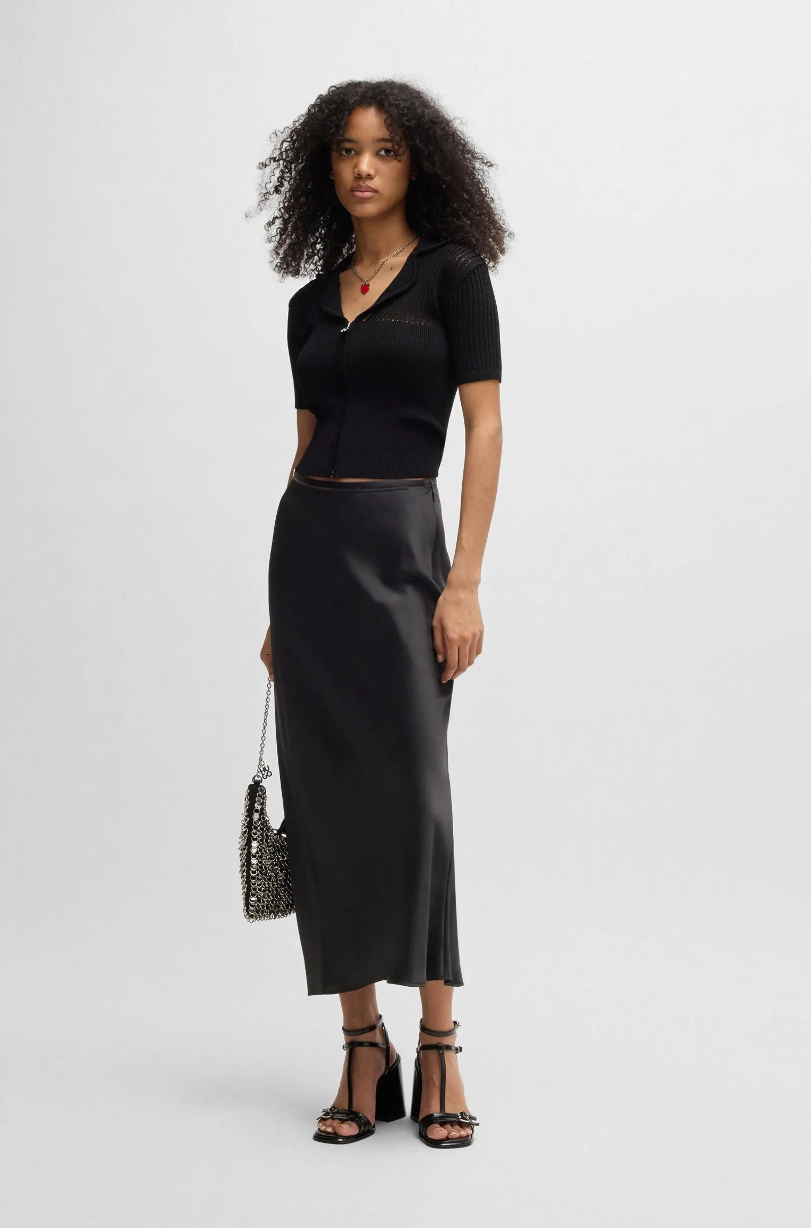 Спідниця міді Regular Fit для жінок (479980), колір Чорний - №3