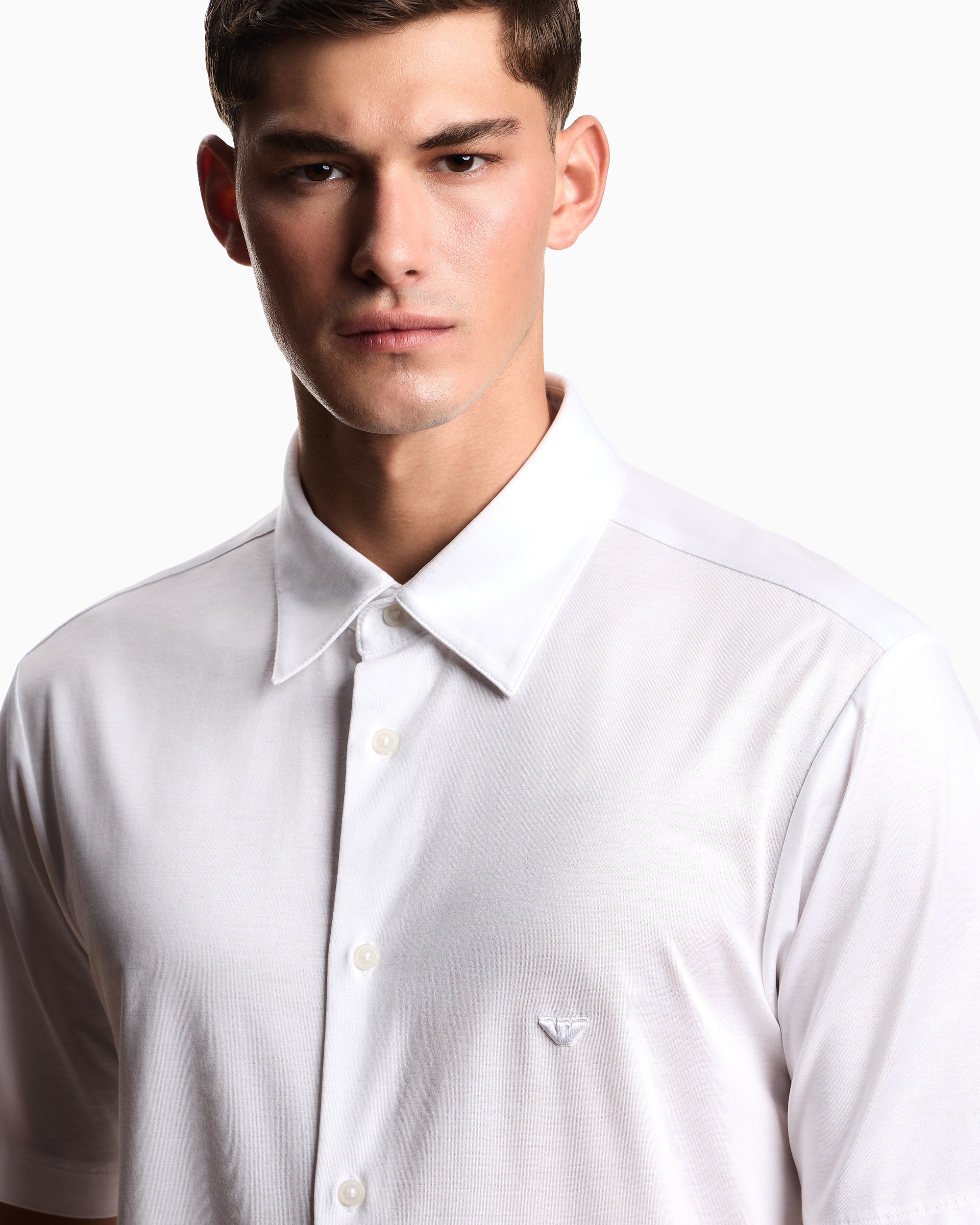 сорочка ділова з коротким рукавом Slim Fit для чоловіків (484463), колір Білий - №5
