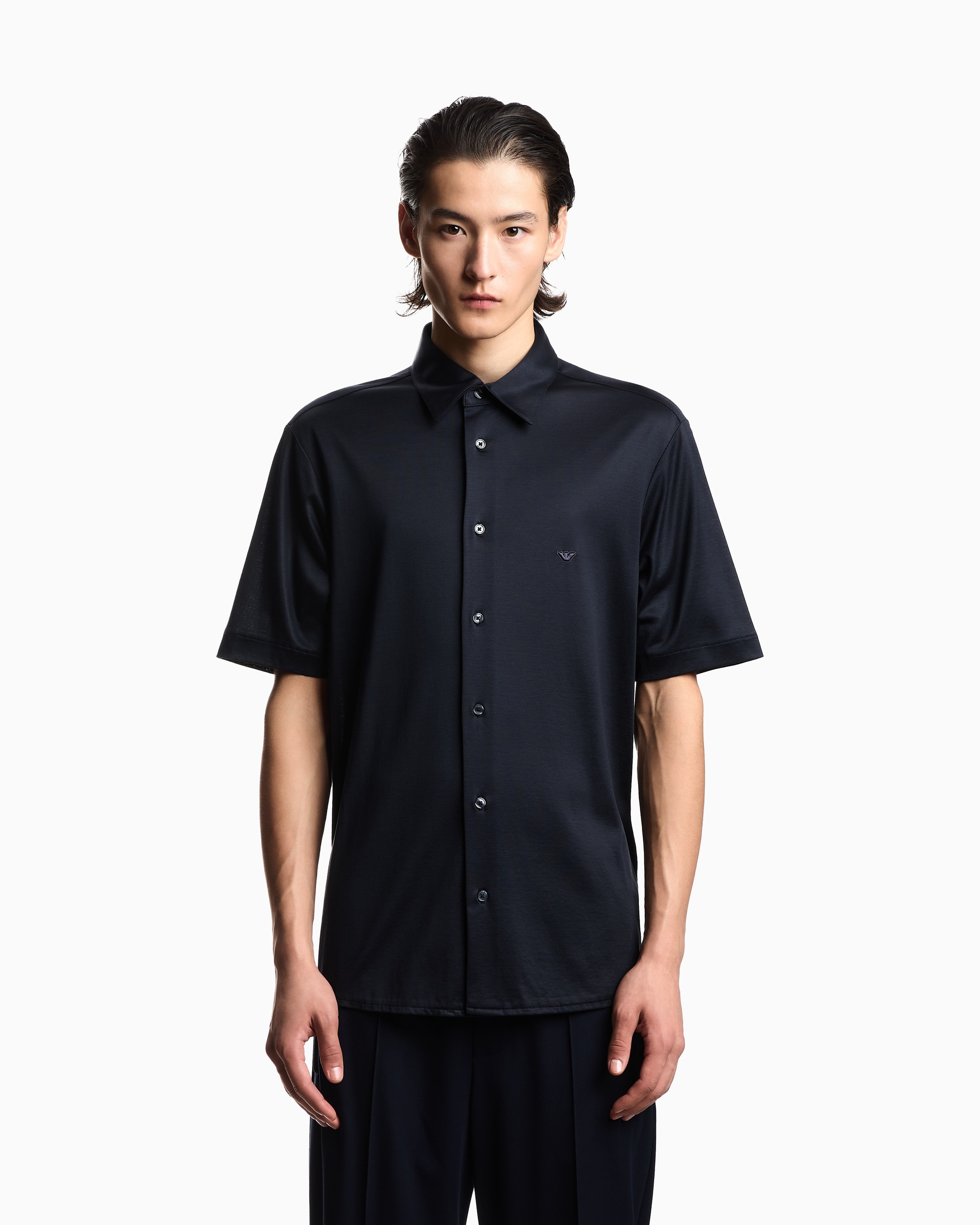 сорочка ділова з коротким рукавом Slim Fit для чоловіків (484464), колір Синій - №2