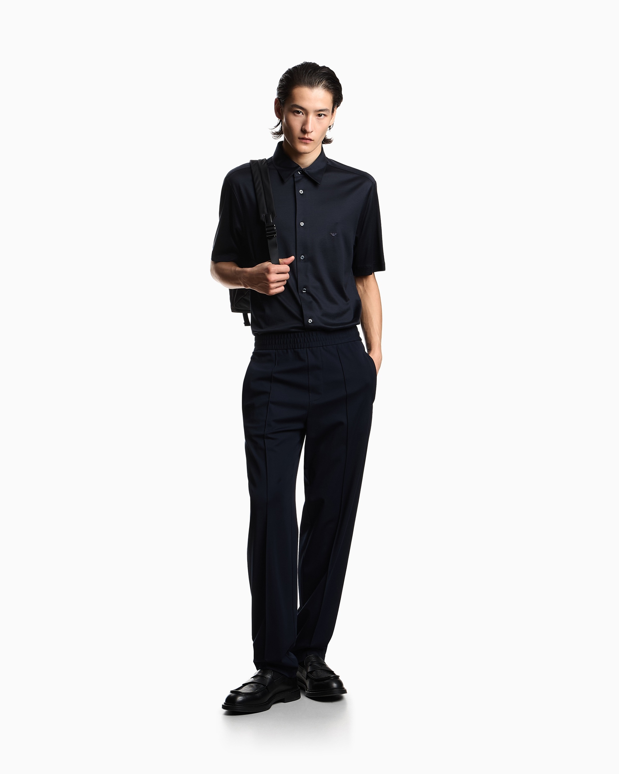 сорочка ділова з коротким рукавом Slim Fit для чоловіків (484464), колір Синій - №3