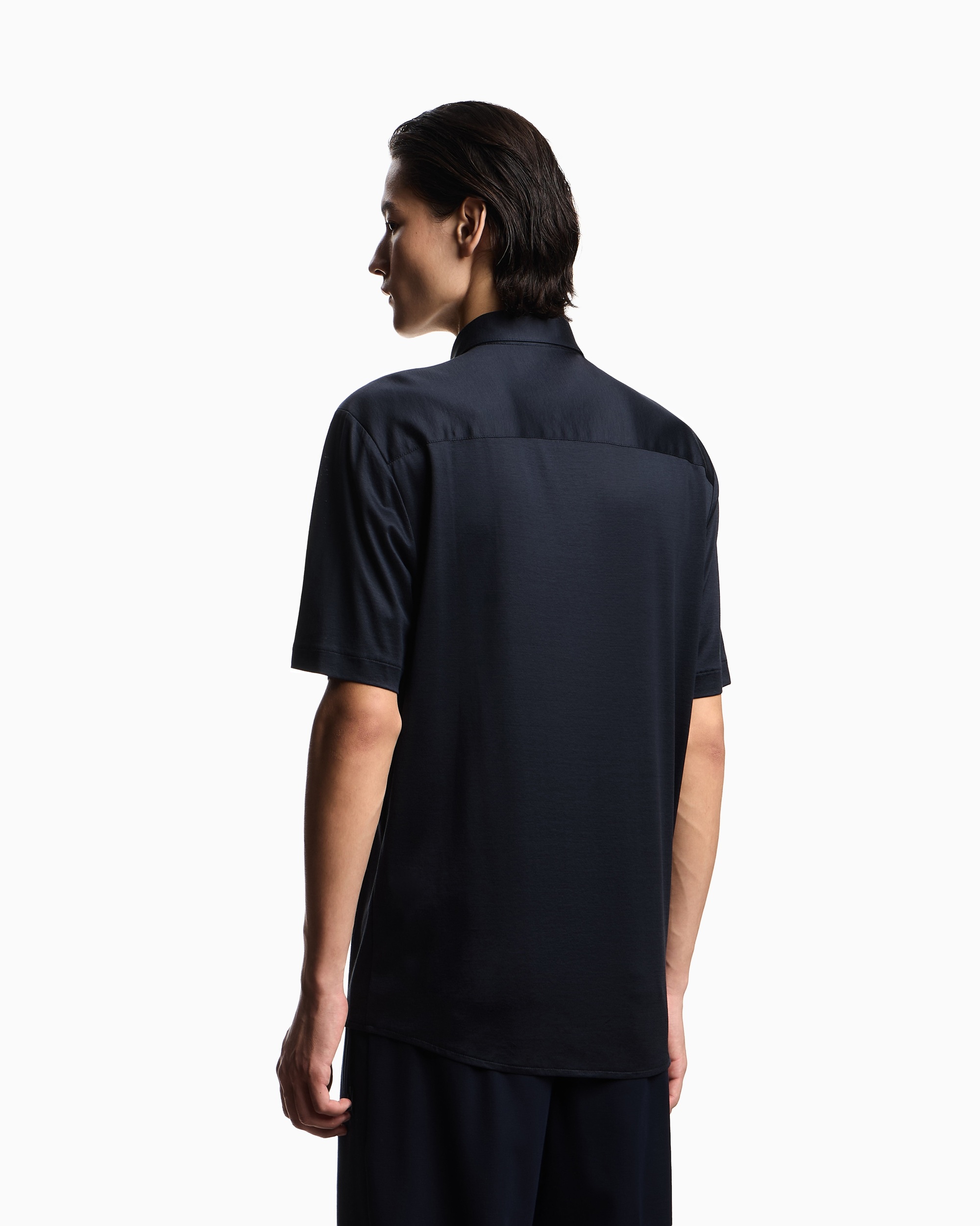 сорочка ділова з коротким рукавом Slim Fit для чоловіків (484464), колір Синій - №4