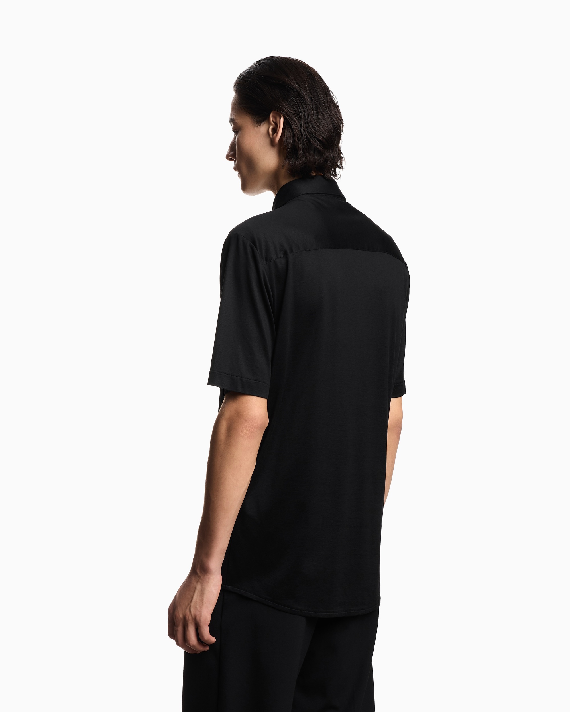 сорочка ділова з коротким рукавом Slim Fit для чоловіків (484465), колір Чорний - №4